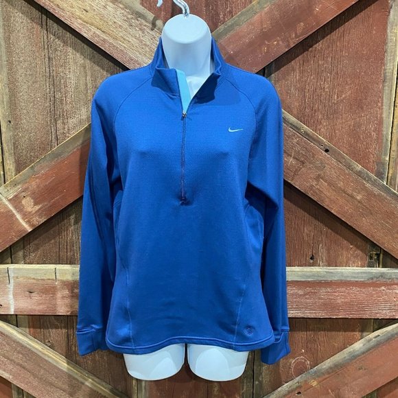 Nike Tops - Nike Therma Sphere Womans Half-Zip Athletic Running Top Blue Colorblock Medium